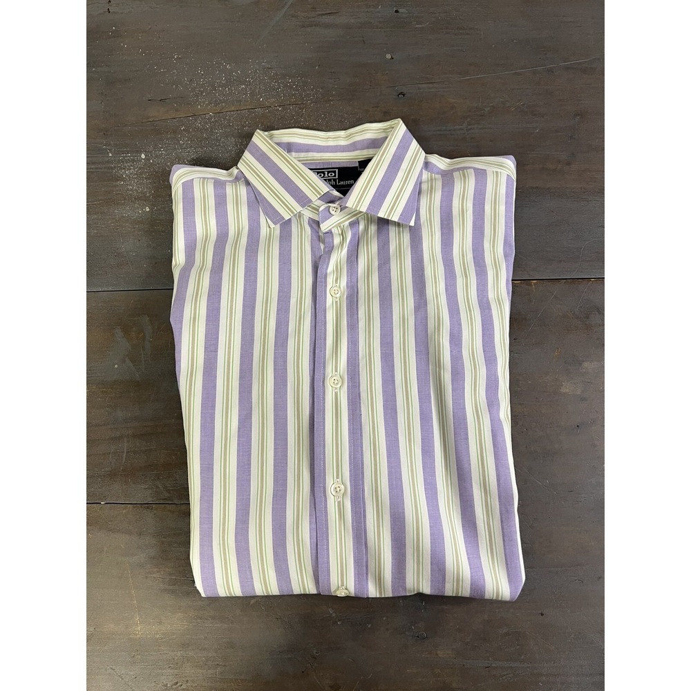 Mens Polo Ralph Lauren Regent Button Up Dress Shirt Size XL Striped Colorful